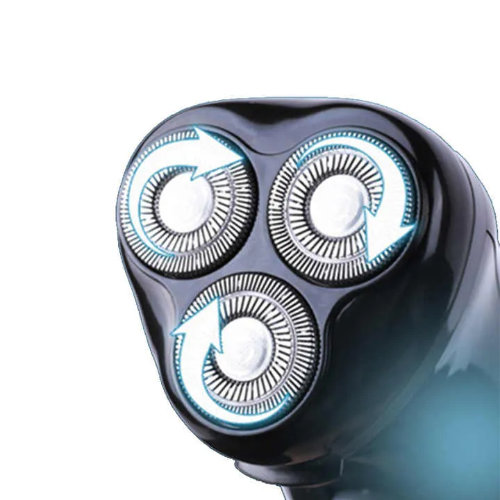 ماكينة حلاقة كهربائية محمولة ذات 3 شفرات دوارة . Portable 3-Blade Rotary Electric Shaver