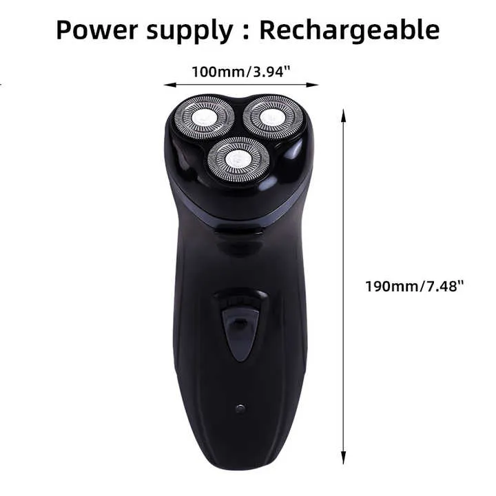 ماكينة حلاقة كهربائية محمولة ذات 3 شفرات دوارة . Portable 3-Blade Rotary Electric Shaver