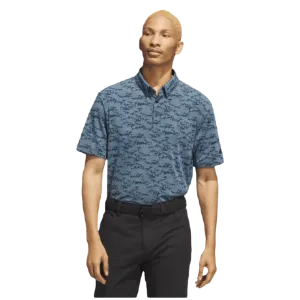 Adidas Go-To Printed Golf Polo Shirt - Blue