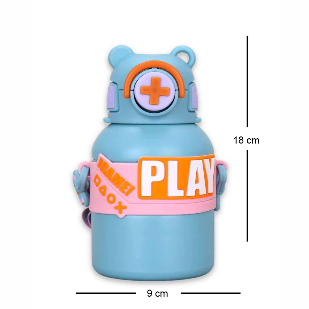 Blue Game Theme Stainless Steel Kids Water Bottle, 550ml