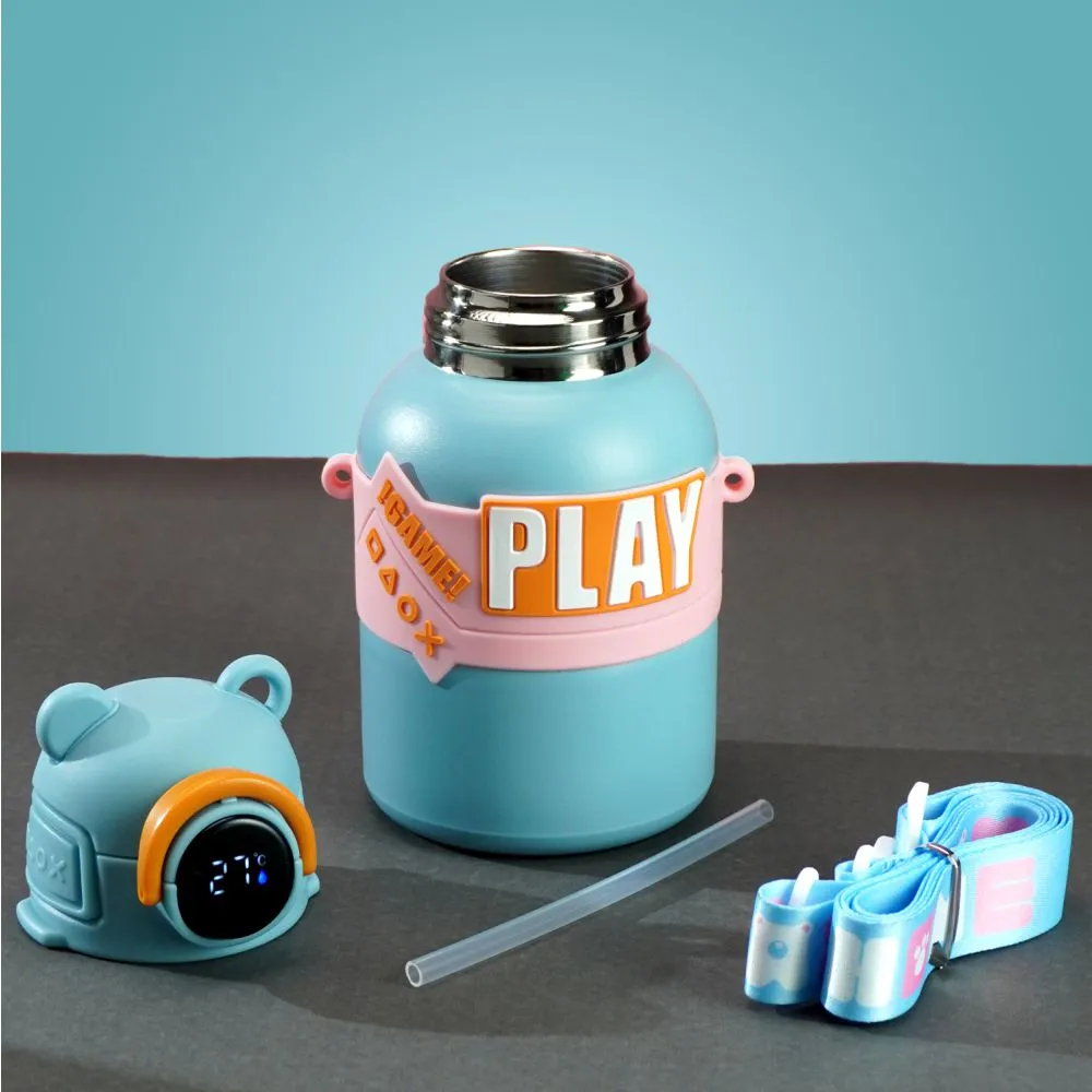 Blue Game Theme tempertaure Controlled Stainless Steel Kids Water Bottle, 550ml