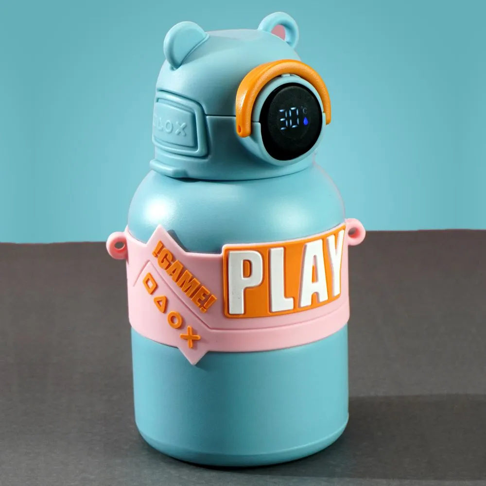 Blue Game Theme tempertaure Controlled Stainless Steel Kids Water Bottle, 550ml