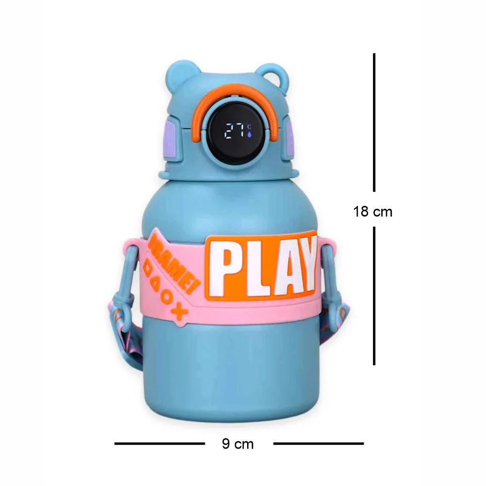 Blue Game Theme tempertaure Controlled Stainless Steel Kids Water Bottle, 550ml