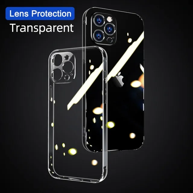 Clear Case For iPhone 14 13 12 Pro Max Back PC TPU Shockproof Full Lens Protection For iPhone 11 Pro Transparent Cover