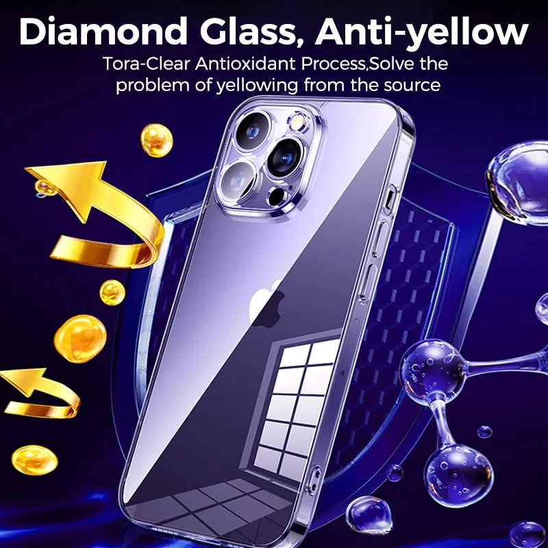 Clear Case For iPhone 14 13 12 Pro Max Back PC TPU Shockproof Full Lens Protection For iPhone 11 Pro Transparent Cover