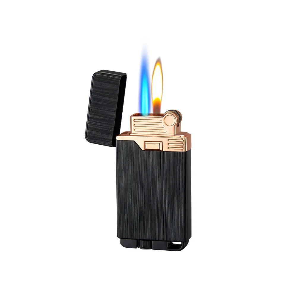 Dual Flame Refillable - Adjustable Butane Lighter - Stunning Look, Sound and Feel - Flint Wheel Lighter