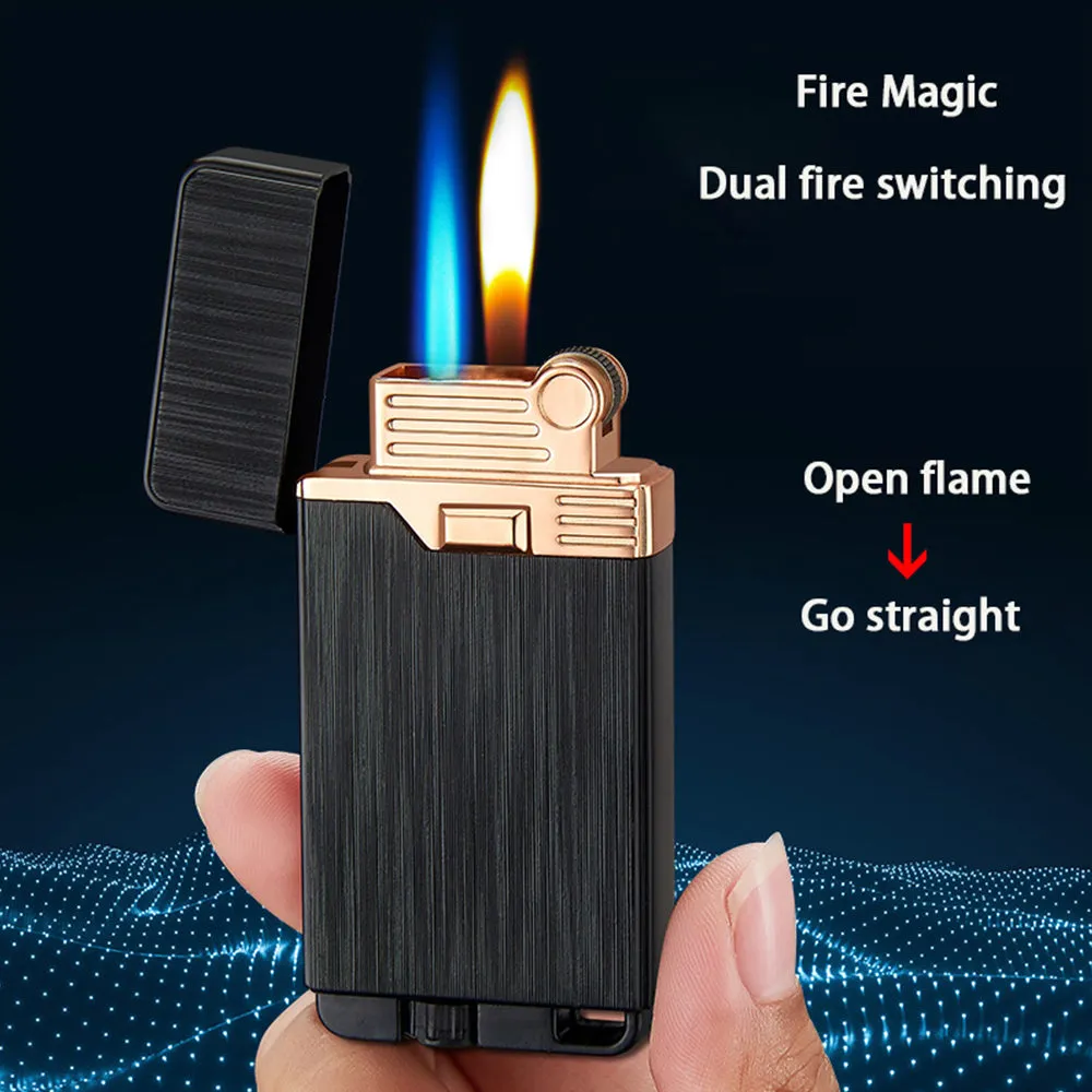 Dual Flame Refillable - Adjustable Butane Lighter - Stunning Look, Sound and Feel - Flint Wheel Lighter