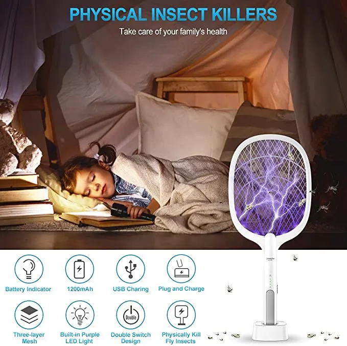 Electric Fly Swatter 3000 Volt Mosquito Killer Bee Bug Zapper Racket