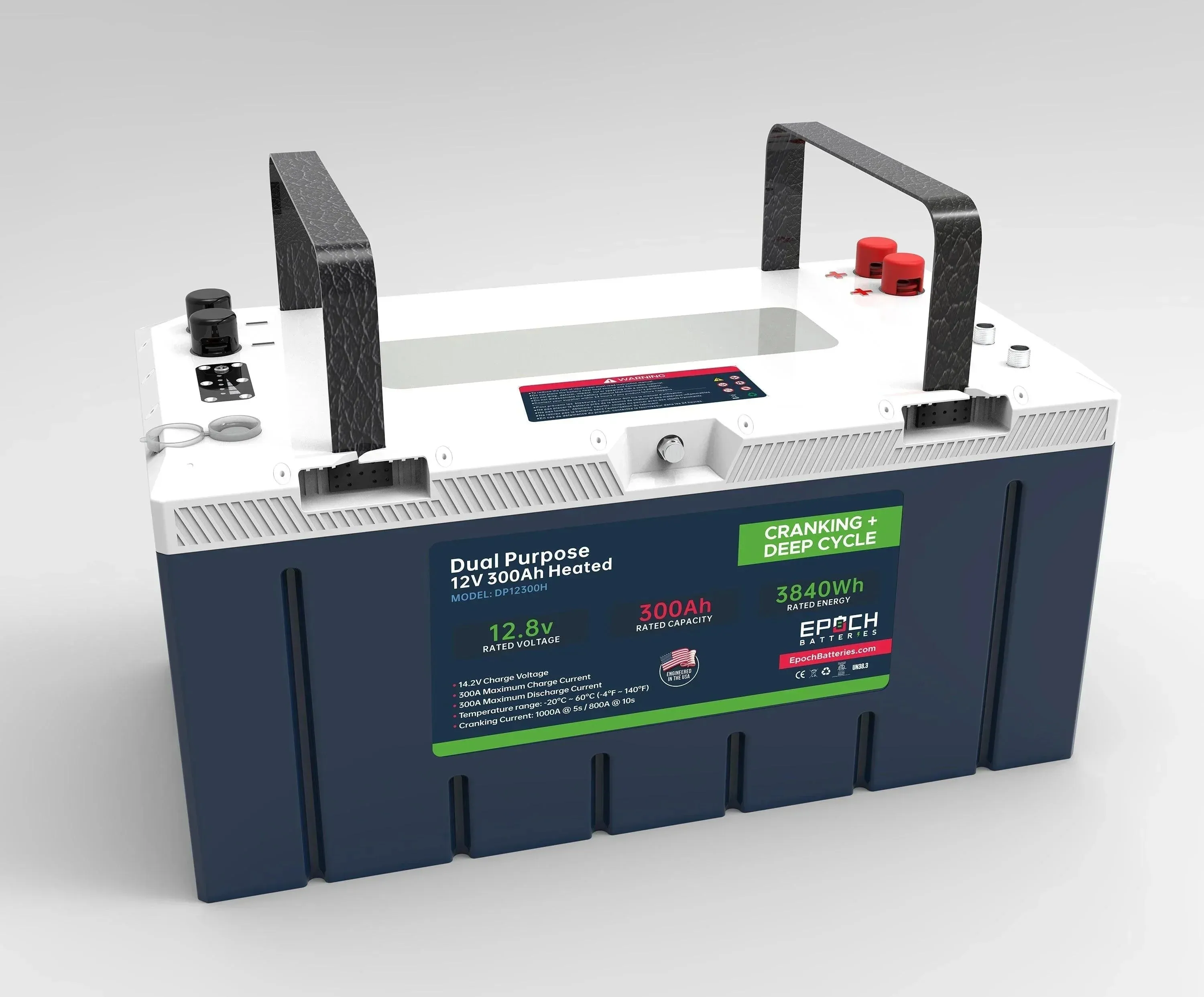 Epoch Batteries 12V 300Ah LiFePO4 | Heated, Bluetooth, Group 8D, Victron Comms | Cranking & Deep Cycle Battery (Dual Purpose)