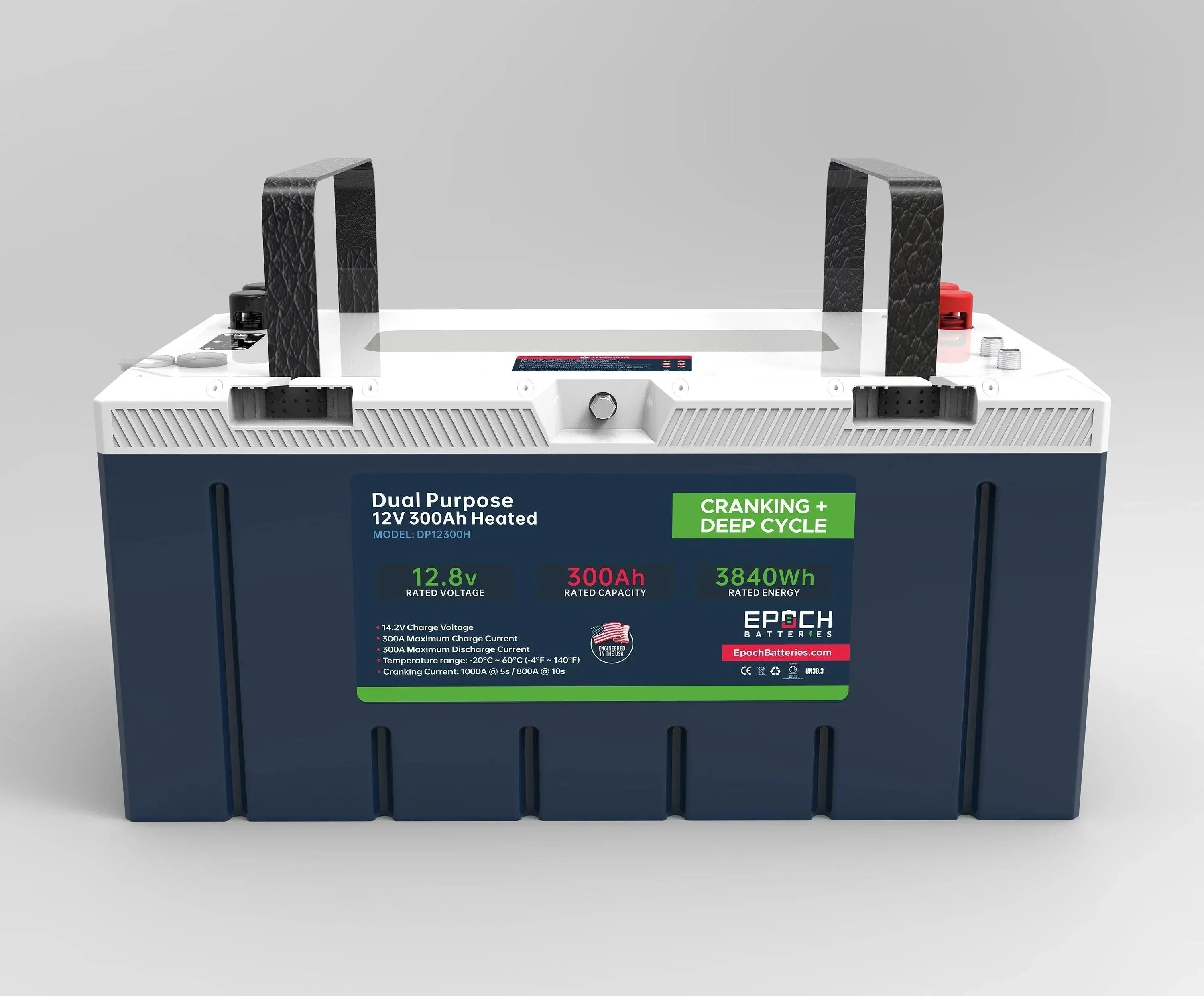 Epoch Batteries 12V 300Ah LiFePO4 | Heated, Bluetooth, Group 8D, Victron Comms | Cranking & Deep Cycle Battery (Dual Purpose)