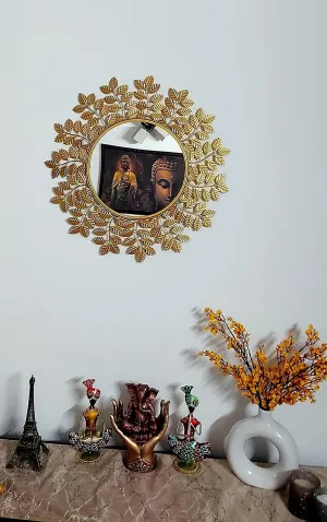 Furnish Craft Rust Proof Wall Mirror - Ideal Mirror for Bathroom, Mirror for Bedroom, and Decorative Wall Mirror - 24 Inches Golden Mirror for Wall - Durable and Stylish