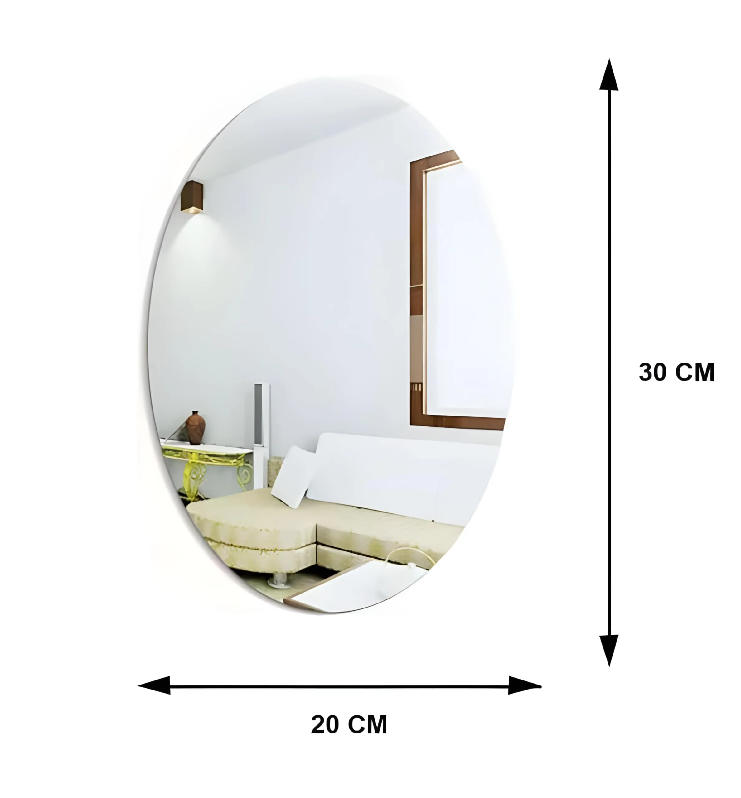 Gadgetglam Oval Shape Adhesive Mirror Sticker for Wall on Tiles Bedroom Living Room Basin Mirror Bathroom Wall Mirror Both Side Sticker Acrylic Wall Mirror (Pack of 5)