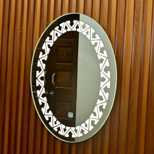 Oval Shaped Frameless Living Room Wall Mirror, Small Size