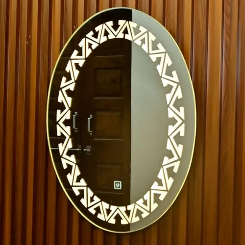 Oval Shaped Frameless Living Room Wall Mirror, Small Size