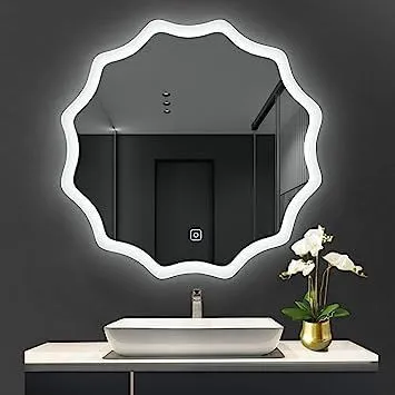 Round LED Mirror with 3 Lighting Options (Warm, Natural White, Cool White) with Touch Sensor (24X24INCH) L41 Stylish and Decorative Design.