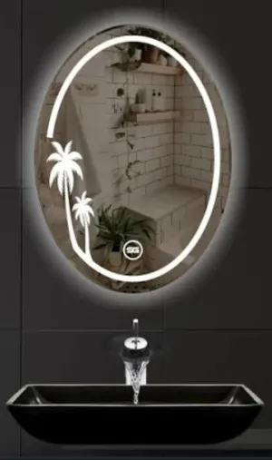 Round LED Wall Mirror for Bathroom, 18x24 cm, 3 LED Lights, Interior Mirror Decor