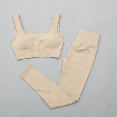 Sexy Gym High Waist Leggings Sports Underwear Shockproof Running Casual Suit
