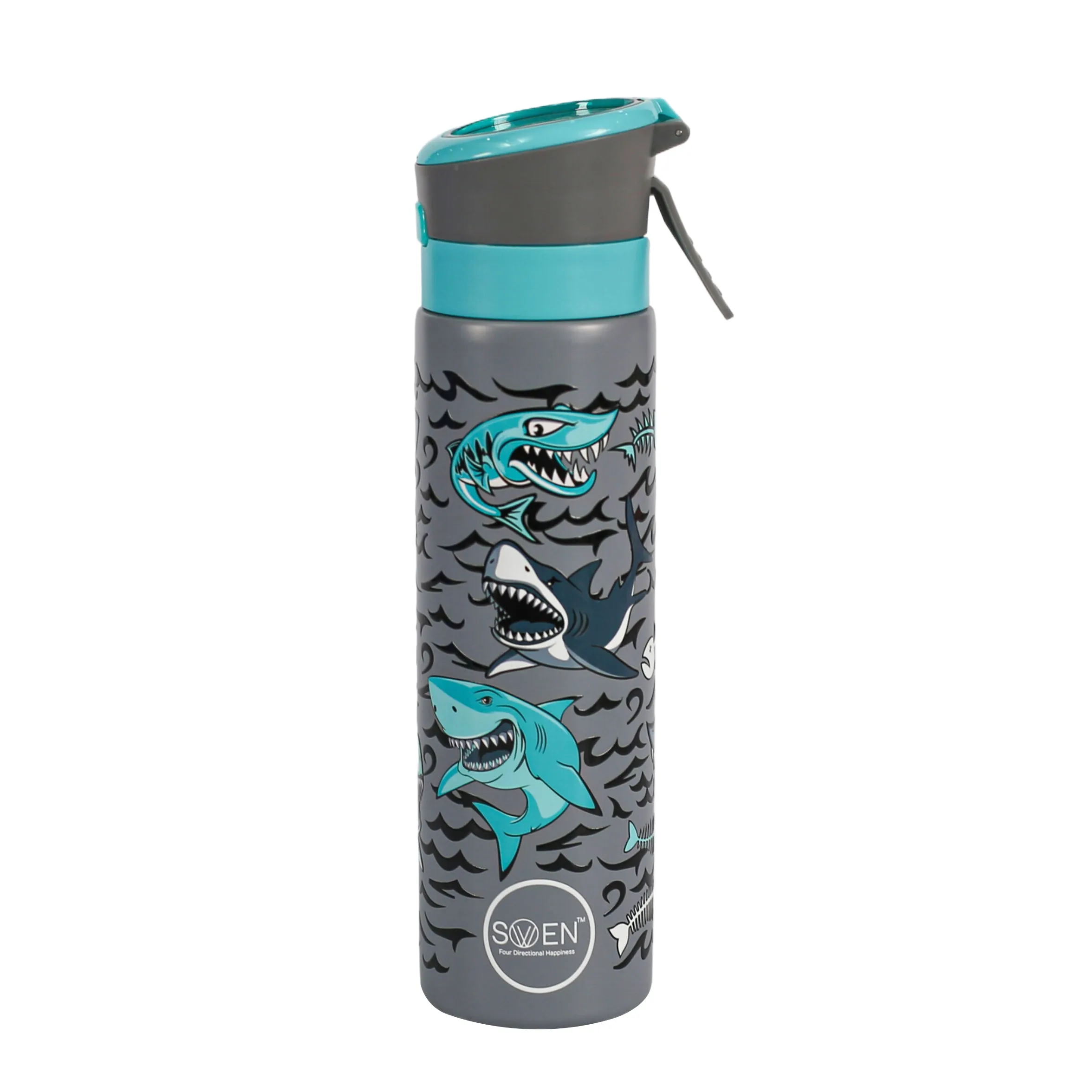 Swen Insulated Stainless Steel Shark Theme Mist Bottle, Blue And Grey Color - 540ml