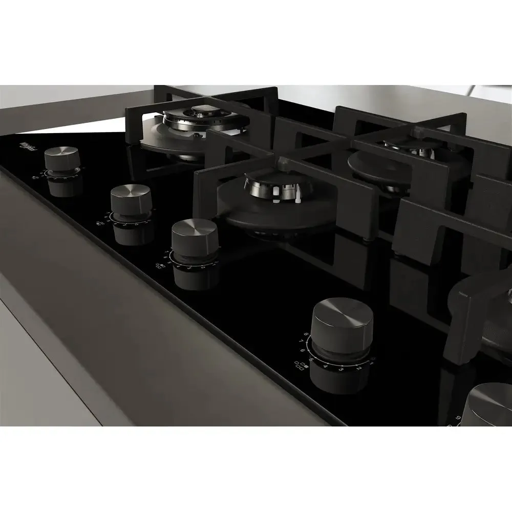 Whirlpool GOWL958NB Gas Hob 5 Burners, 86cm Wide - Black