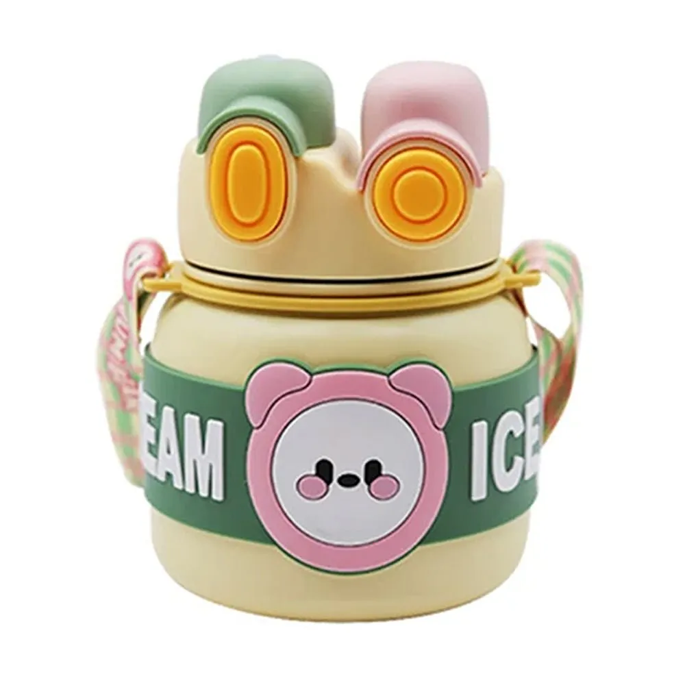 Yellow 2 way Lid Style Ice cream Theme Kids Water Bottle, 850ml