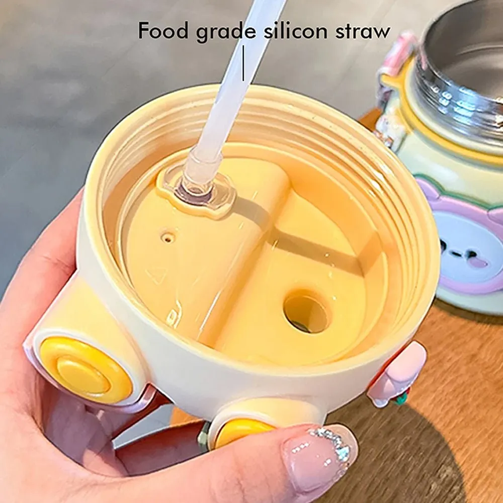 Yellow 2 way Lid Style Ice cream Theme Kids Water Bottle, 850ml